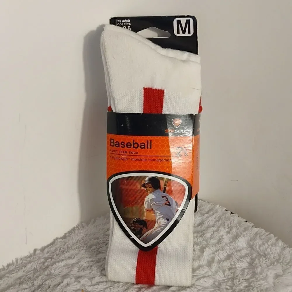 Red Stripe Men's Baseball Socks 2 Pair